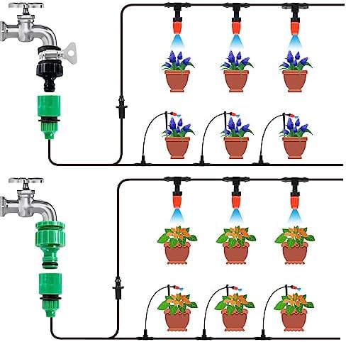 MIXC 50FT Drip Irrigation System, Misting System with 20 Adjustable Nozzles