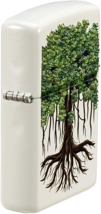Zippo Tree of Life Texture Print Design White Matte Pocket Lighter