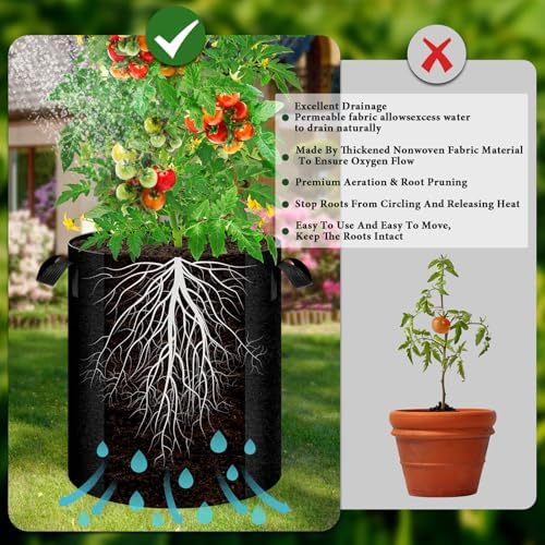 2 Pack 15 Gallon Potato Grow Bags with Pull-Down Harvest Window