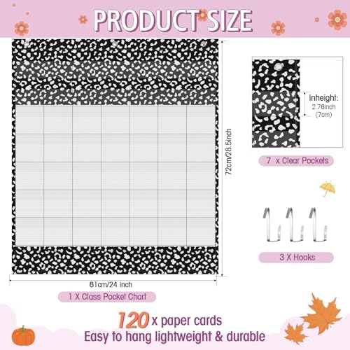 Sinload Classroom Calendar Pocket Chart Black White, Classic