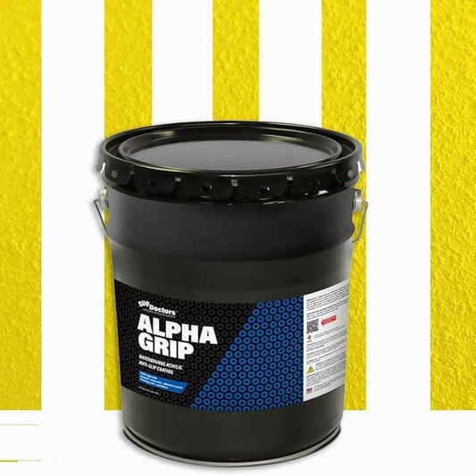 Alpha Grip Non-Slip Paint for Concrete & Asphalt – Non-Skid Coating Ideal for Striping Parking Lots, Playgrounds & Pavements (Yellow, 5 Gallon)
