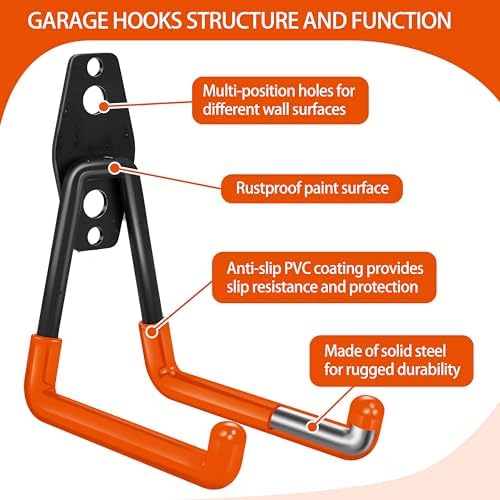 28 Pack Garage Hooks Heavy Duty with Non Slip PVC Coating