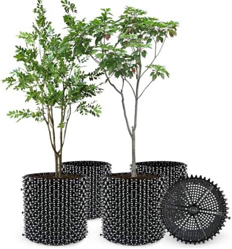 RooTrimmer 14 Gallon Air Pruning Planters, Plastic Pots for Plants, Large Plant Pots, Fruit Vegetable Garden Self-Planting Planters, Size 16"x16", Black, 5P