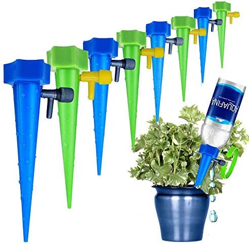 Self Plant Watering Spikes 12 Pack Auto Drippers Irrigation Devices Vacation Automatic Plants Water System with Adjustable Control Valve Switch Design for Houseplant, Gardenplant, Officeplant