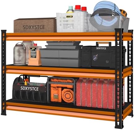3-Tier Garage Shelving Heavy Duty,40''W x 18''D x 36''H Metal Shelving Unit,1320 lbs Weight Capacity Adjustable Storage Shelves for Retiple Tanks, Aquariums, Pantry,Orange