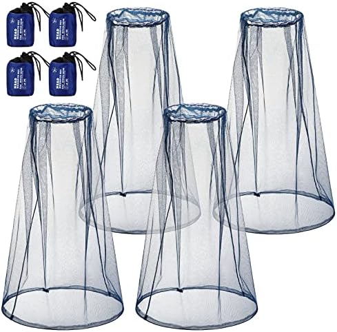 HESTYA 4 Pack Mosquito Head Net Mesh Face Cover Outdoor, Blue