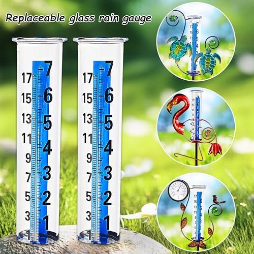 JOYBEE 7" Capacity Glass Rain Gauge Replacement Tube for Outdoors Yard Garden(2 pcs)