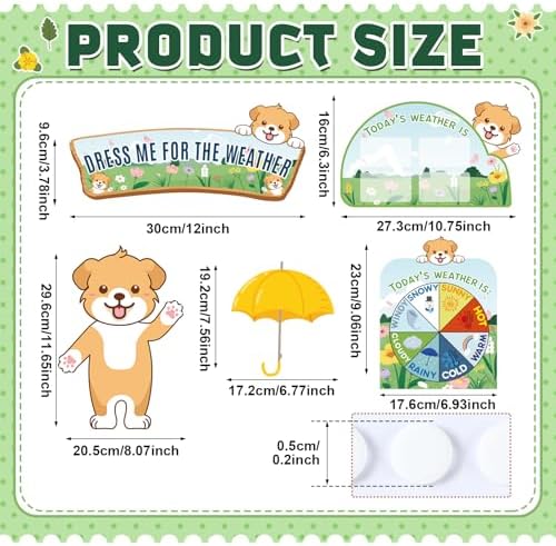Gilprop 58 Pcs Dress for Weather Bulletin Board Set for Classroom, Dog