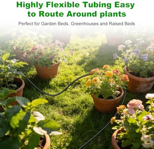 1/4 Inch Blank Drip Irrigation Tubing, 60FT Distribution Hose for Garden, Greenhouse & Raised Beds, Flexible UV-Resistant Watering Line for Drip Irrigation Systems
