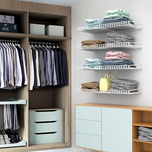 Ultrawall Wall Mounted Storage Shelf for Garage, 4 Pack Metal Shelf Rack