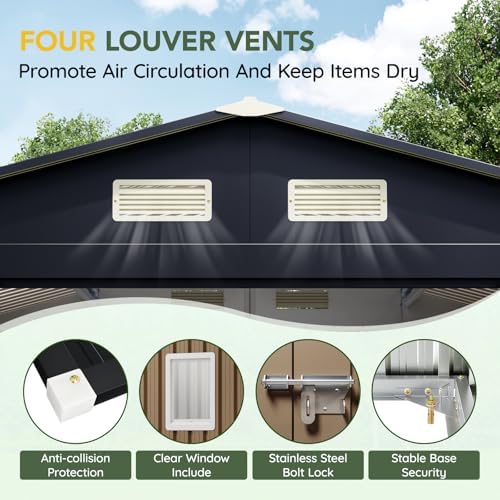 Breezz Outdoor Steel Storage Shed, 10 x 8 ft, Brown