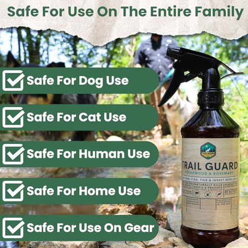Trail Guard Natural Extra Strength Insect, Flea and Tick Spray for Dogs, Cats, People & Home - 16oz Lemongrass Scented Plant-Based Insect & Tick Repellent - Kid Safe