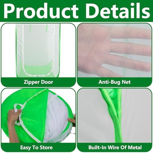 48" x 28" x 28" Pop Up Garden Mesh Plant Cover, Plant Protectors Mesh Plant Enclosure, Garden Net Cage Pest Protection Guard Tent with Storage Bag for Protect Plant Vegetable Fruit from Birds Insects