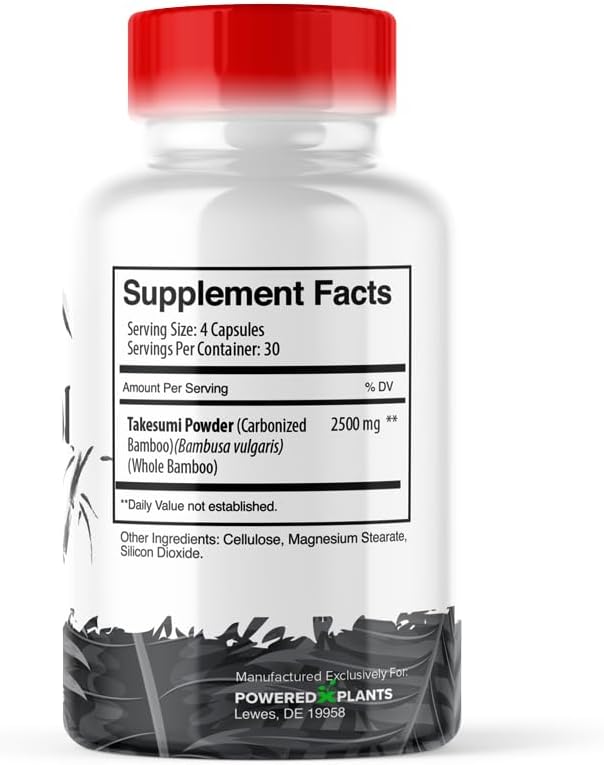 Takesumi Activated Charcoal - 2500mg Max Dose – Supreme Pure Activated Charcoal from Bamboo for Max Absorption, Detox & Gut Nutrition, Japanese Takesumi Activated Charcoal - 120 Vegetarian Capsules