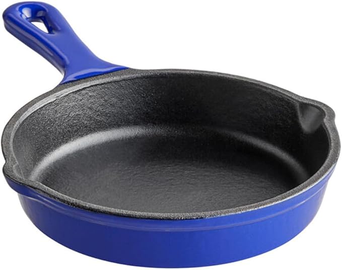 Commercial Grade, Cast Iron Enameled Cookware Skillet 5“， Blue