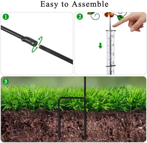 3 Pcs Rain Gauge Outdoor, 5 Inch Tube Rain Gauge with Welcome Sign