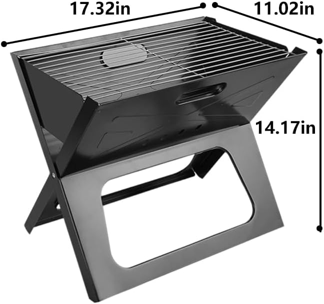 Protable Folding Barbecue Charcoal Grills,Small Tabletop Charcoal Grill with Stainless Steel Smoker BBQ for Outdoor Barbecues,Camping,Garden,Beach Party,Picnics - Black,kkk