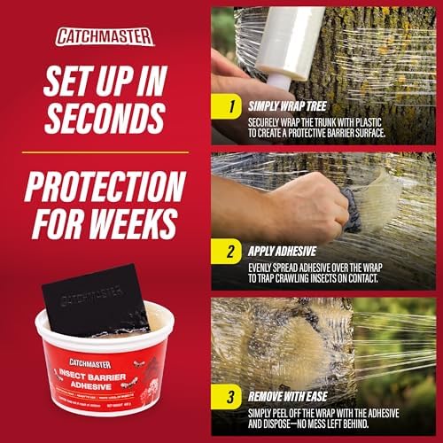 Catchmaster Tree Banding Insect Barrier 6Pk, 15oz Pails, Lanternfly & Ant Traps, Outdoor Adhesive Crawling Insect Trap to Protect Trees, Fruit & Plants