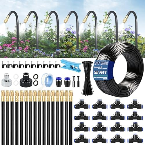 Dianrui 1/4" Drip Irrigation System for Garden Watering 360°Adjustable