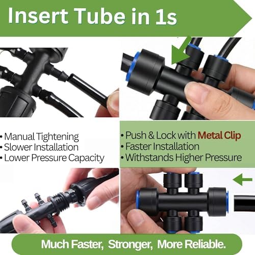 240FT Drip Irrigation System for Garden: Quick Connect 1/2" OD 5/16" ID PE Main Tubing Automatic Sprinkler Kit Adjustable Misting Part 1/4" Watering Hose for Outdoor Raised Bed Plants Flower Yard