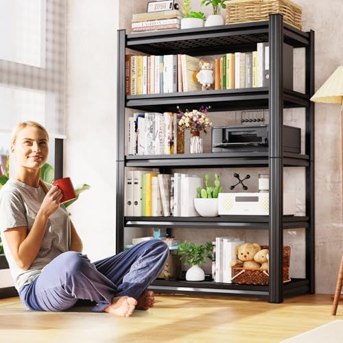 Storage Shelves,Garage Shelving,Adjustable Heavy Duty Shelving Unit,5T Tall Garage Shelves，Metal Standing Shelf Units,Utility Rack for Kitchen Warehouse Industrial Basement 71.2 * 35.4 * 15.7