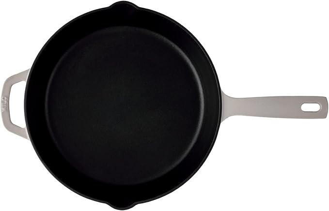 Milo by Kana 10-Inch Enameled Cast Iron Skillet | Nonstick Pre-Seasoned Cast Iron Grill Pan | Oven Proof and Dishwasher Safe | Cast Iron Cookware (Pebble)
