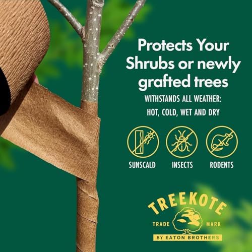 Treekote 3"x50' Tree Wrap - Weather Resistant Tree Protection - Tree Trunk Wrap for Frost, Sun and Moisture - Tree Guard for Fruit trees, Shrubs and Saplings - Non Toxic