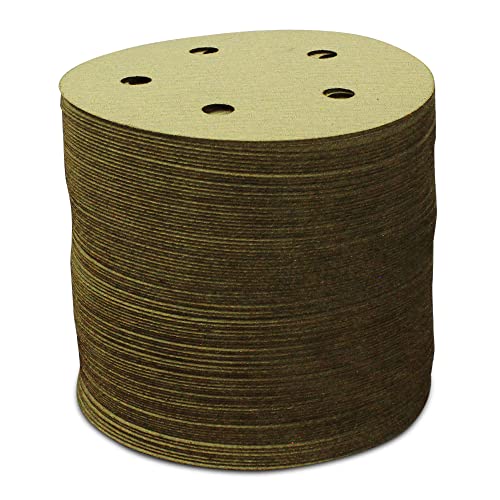 BHA 5" Inch 5 Hole Hook and Loop Sanding Discs for Orbital DA Sanders - 100 Pack (80 Grit)