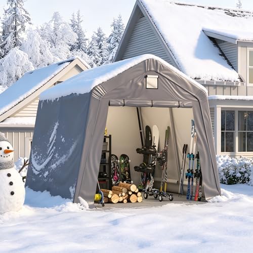 COVERONICS 10' x 10' Outdoor Portable Storage Shelter Shed, Grey