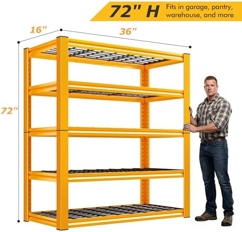 REIBII Orange Garage Shelving 3-Pack Heavy Duty Storage Shelves for School