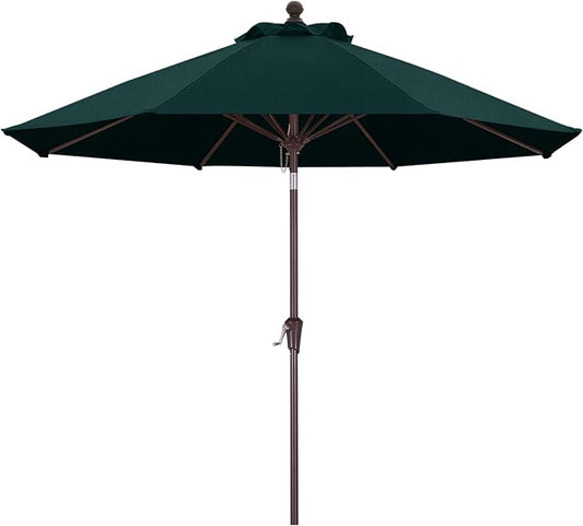 MASTERCANOPY Olefin 5-Year-Non-Fading 9ft Patio Umbrella with Tilt and Crank, Large UV Resistant Outdoor Table Umbrella with 8 Fiberglass Ribs for Deck, Yard & Market, Peacock Blue