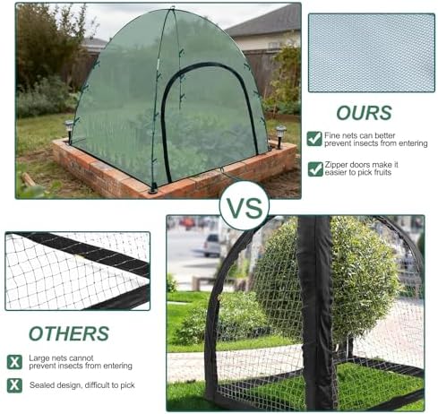 2pack Large Mesh Plant Cover Tent, 36x36x37Inches Pest Guard Cover, Insect Bird Barrier Netting Outdoor Plant Enclosure, Garden Net Cage Plant Protector Pest Protection Guard for Fruit Vegetables