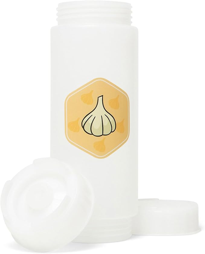18oz Refillable FIFO Squeeze Bottle for Garlic Sauce – BPA-Free No-Drip Condiment Dispenser with White Twist Cap, Dishwasher Safe, Ideal for Garlic Cream Sauce, Aioli, Dressings