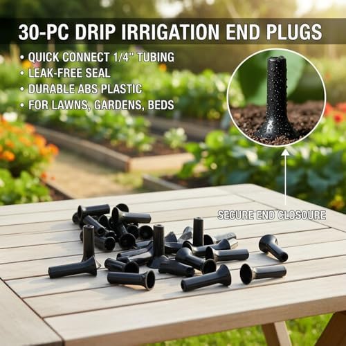 Leak‑Free 1/4" Drip Irrigation End Caps, Push‑Fit End Plugs Compatible with Quick Connect Tee Connectors for Garden Irrigation