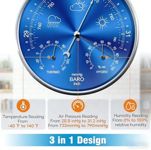 Wall Hanging 3 in 1 Barometer Weather Station