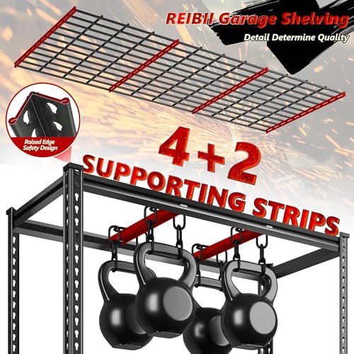 REIBII 6 Tier Adjustable Heavy Duty Metal Shelving for Garage Warehouse
