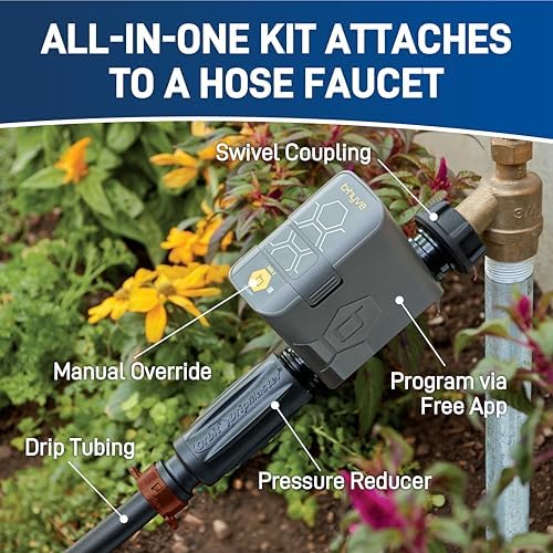 Orbit 69600 Shrub and Flower Bed Drip Irrigation Kit with B-hyve (Gen 2) Smart Hose Watering Timer