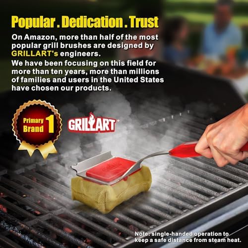 GRILLART SteamWizards Grill Brush Bristle Free, Seamless-Fit Scrub Scraper