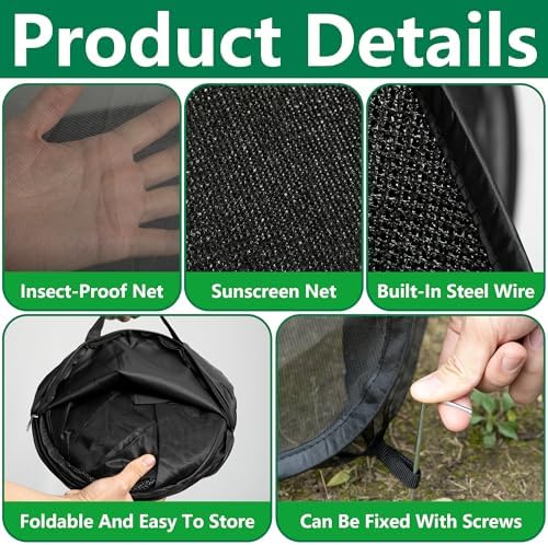 2Pcs Pop Up Garden Netting Bug and Shade Cover,Plant Sun Shade Netting Tent