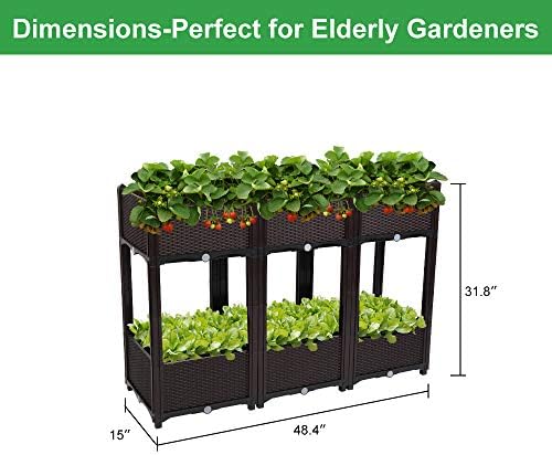 VINGLI Square Raised Garden Bed, Self-Watering Plastic Planter for Indoor Outdoor Vegetables, Fruits, Potato, Flowers, All Weather (6 Pcs)
