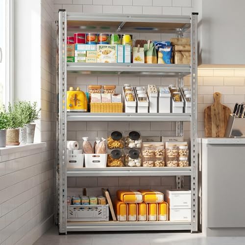 REIBII Storage Shelves,5-Tier Adjustable Waterproof Storage Rack for Pantry