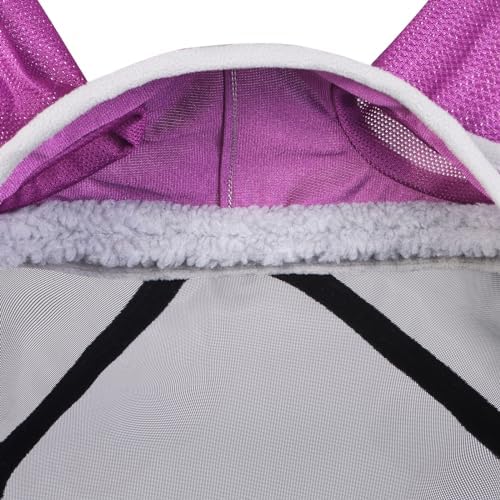 Harrison Howard CareMaster Pro Luminous Horse Fly Mask Large Eye Space Long Nose with Ears UV Protection for Horse Dark Magenta XL Extra Full