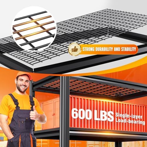 4-Pack Storage Shelves,Adjustable Shelving Unit,5T Metal Garage Shelving ,Heavy Duty Garage Storage Shelves, Quick-Install Wire Shelving Unit Utility Rack Shelf for Warehouse, 78’H*45.6''W*19.7’D