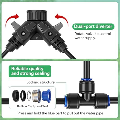 33Ft 1/4" Drip Irrigation System for Garden – Automatic Atomizing Sprinkler System for Outdoor Plants Raised Bed, Yard, Potted Plants & Lawn
