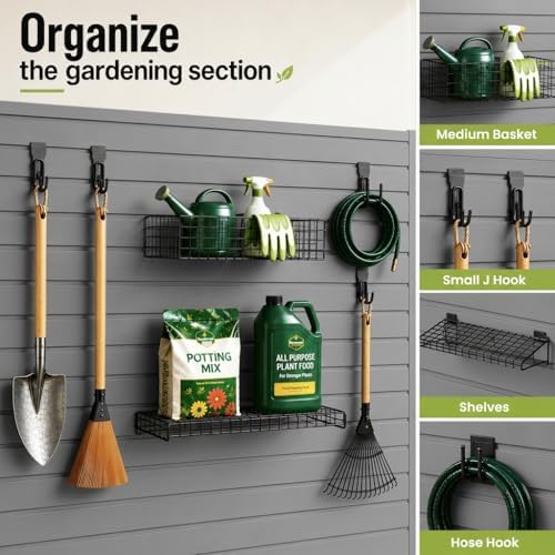 SMARTSTANDARD Gray Slatwall Panel Set, Wall Organizer for Garden Storage