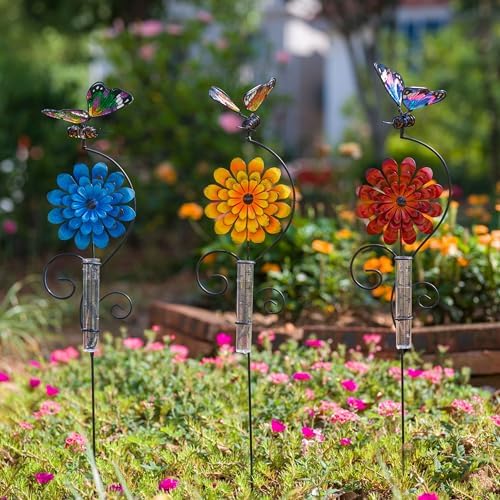 3 Pack Rain Gauge Outdoor, 5 Inch Tube Butterfly Rain Gauges