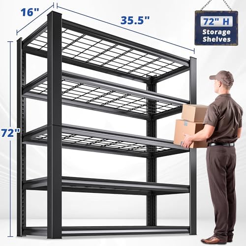 REIBII 72" H Garage Shelving Heavy Duty Adjustable Metal Shelf for Basement
