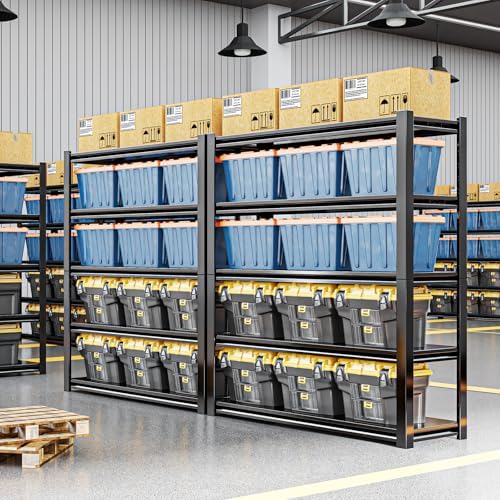 72" H Adjustable Garage Shelving 2500LBS Storage Shelves 5-Tier Heavy Duty Metal Shelves Organization Utility Industrial Shelves Rack for Garage Warehouse Pantry Basement,Black (19.6" D×59" W×72" H)