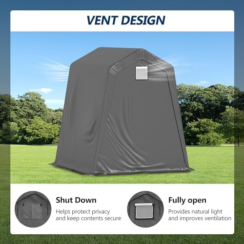 COVERONICS 6' x 7' Outdoor Portable Storage Shelter Shed, Grey