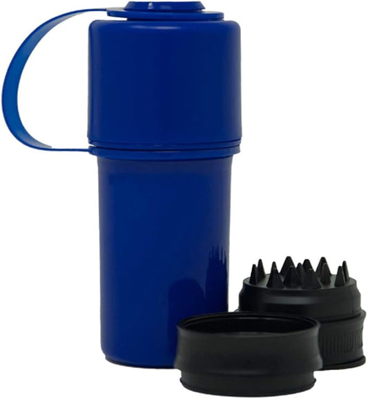 Hemper Keeper 3‑in‑1 Herb Grinder with Dual Storage Container - Smell‑Proof, Airtight & Water‑Resistant - Built‑In Removable Grinder, Dual Compartments for Flower & Ground - (Blue)